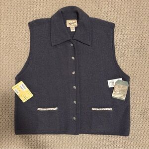 NWT Woolrich Vintage 100% Wool Vest Smoked Pearl Gray Women's XL Metal Buttons